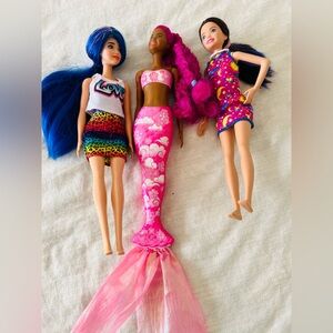 3 Colorful Fashion Dolls Set